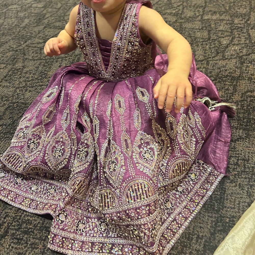 Embellished Purple Traditional Indian Lehenga 3 Pc Outfit Set